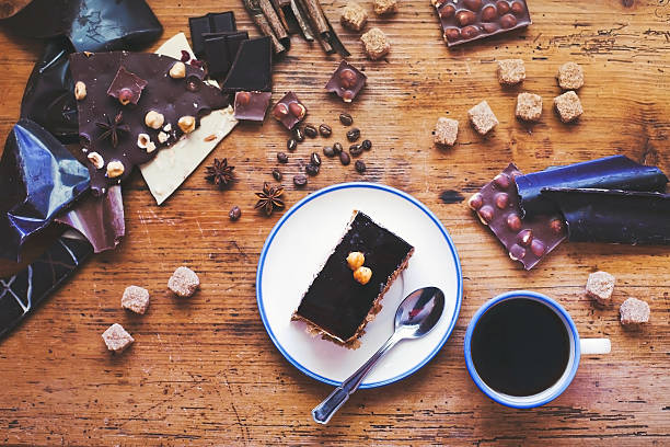 chocolate cake and coffee