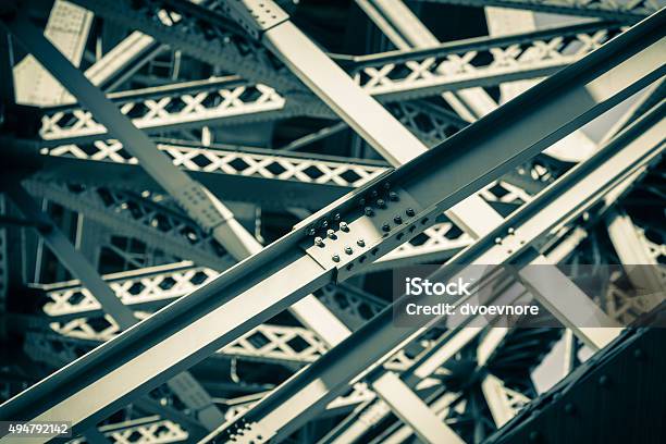 Modern Bridge Frame Closeup Stock Photo - Download Image Now - Bridge - Built Structure, Steel, Metal
