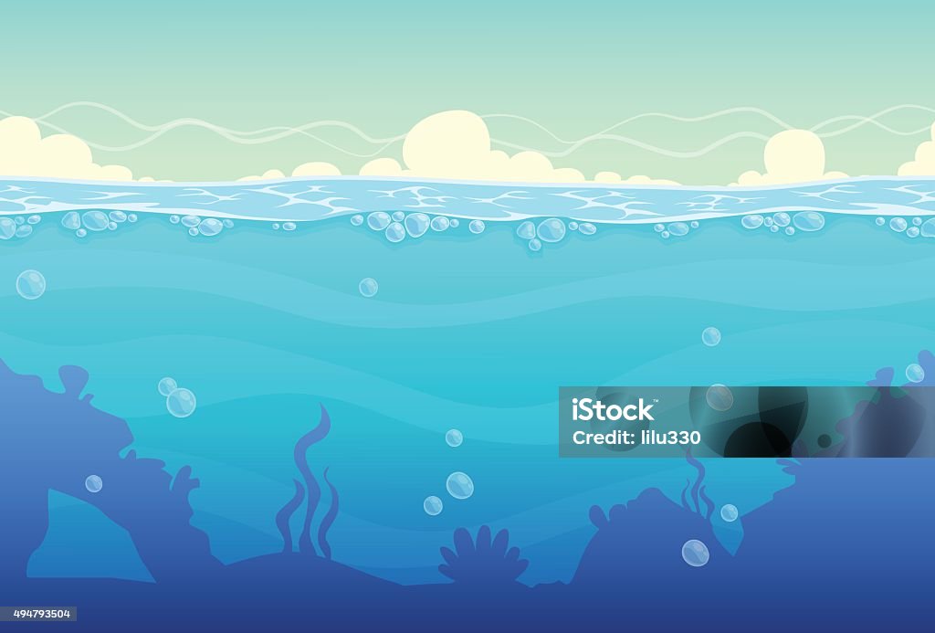 Unterwasser nahtlose Landschaft - Lizenzfrei Meer Vektorgrafik
