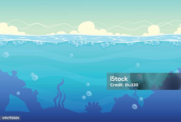 Unterwasser Nahtlose Landschaft Stock Vektor Art und mehr Bilder von Meer - Meer, Comic - Kunstwerk, Unterwasseraufnahme