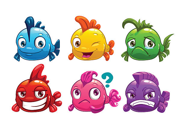 Cute cartoon colorful fishes set Cute cartoon colorful fishes set, vector illustration funny fish cartoons stock illustrations