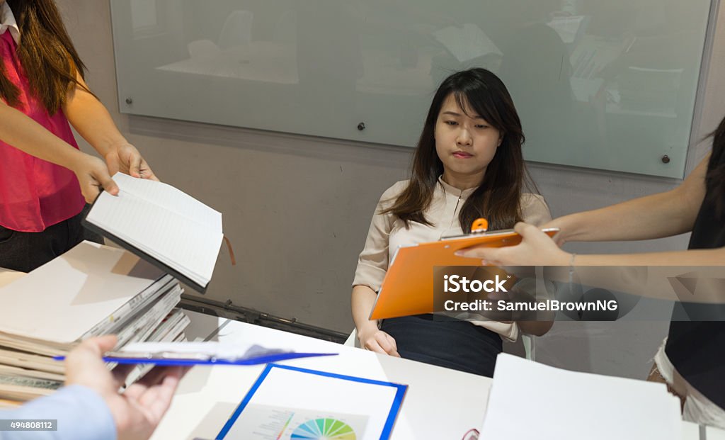 It's too tired to solve more report in the business 2015 Stock Photo