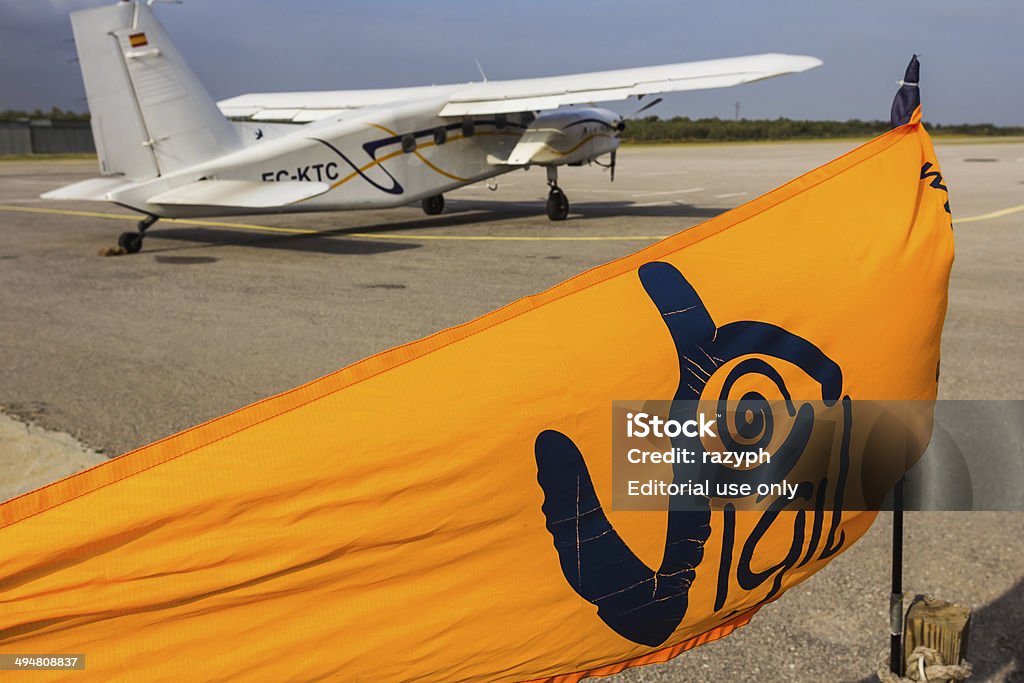 Skydiving plane Bollullos de la Mitacion, Spain - 18th May 2012: The plane that Skydive Spain company is using for skydive jumps is taking off. Airplane Stock Photo