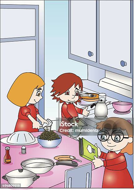 Kitchen4 Stock Illustration - Download Image Now - Adult, Apron, Backgrounds