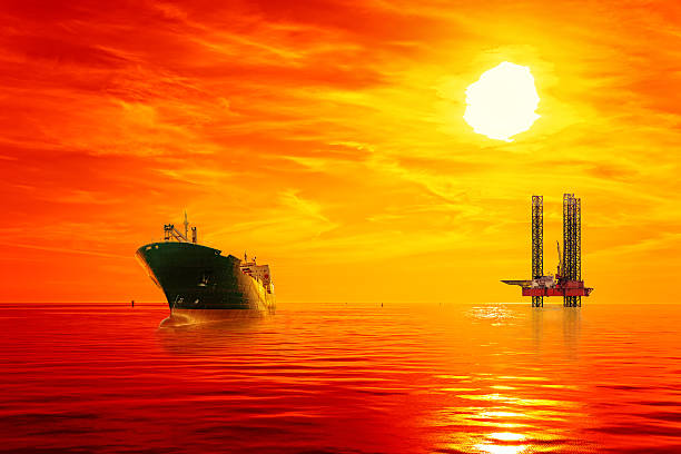 istock Offshore oil area at sunrise 494809976