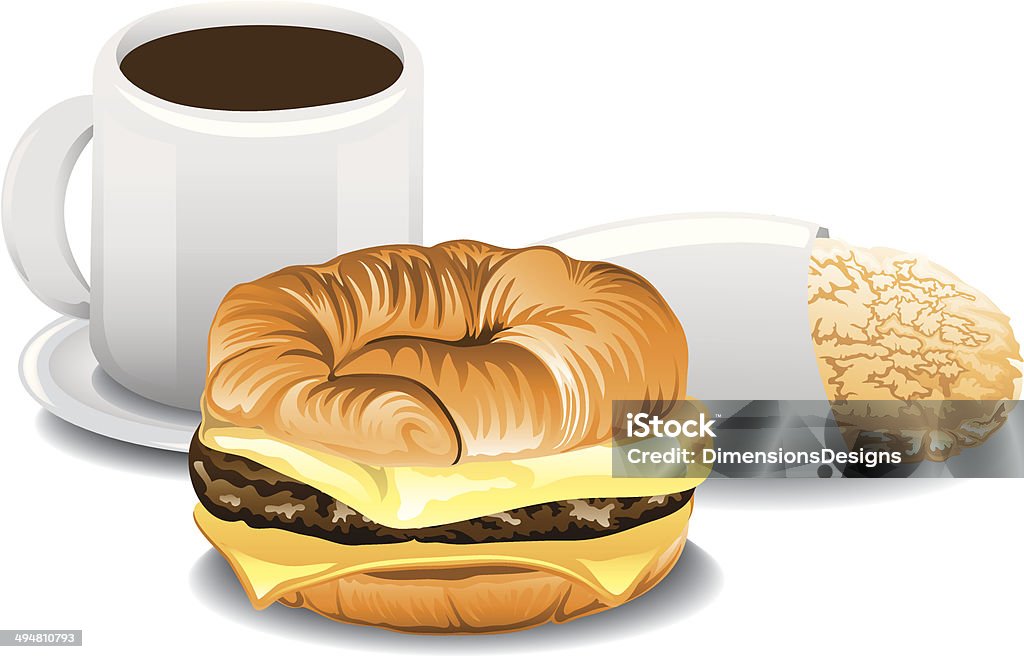 Complete Breakfast Illustration of a fast food breakfast Black Color stock vector