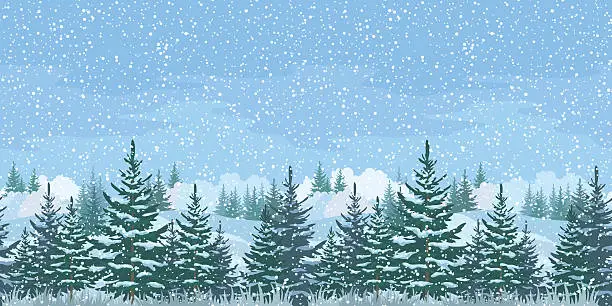 Vector illustration of Seamless Winter Forest Landscape