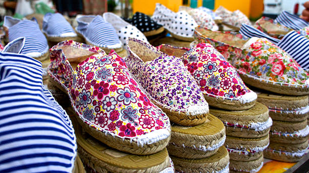 istock Artisan handmade shoes at market stall 494812210