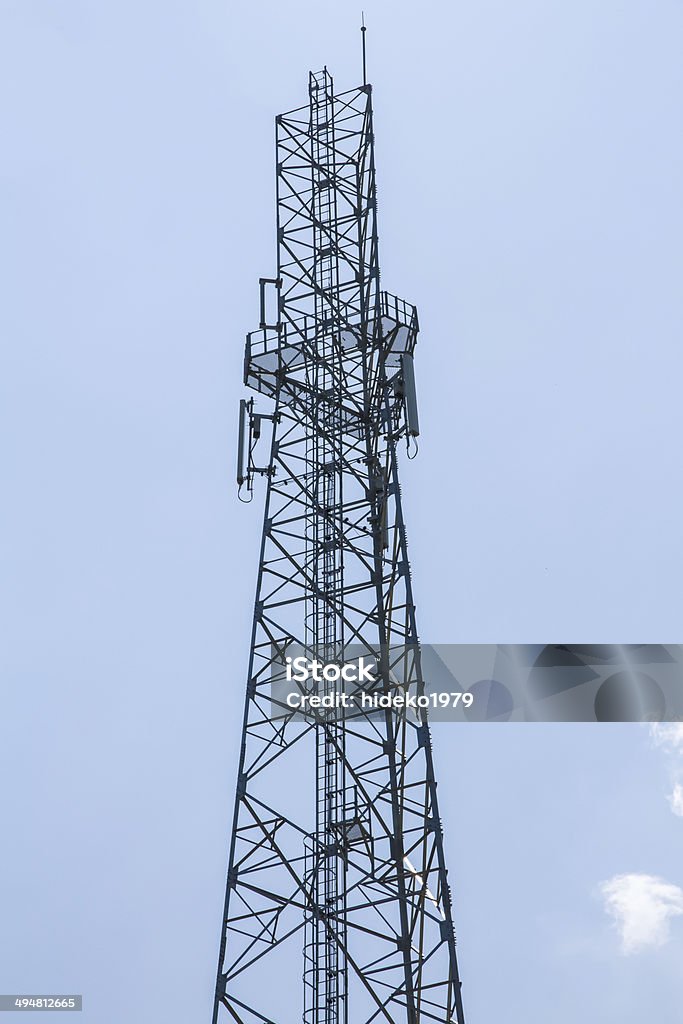 Communications tower with a beautiful blue sky Blue Stock Photo