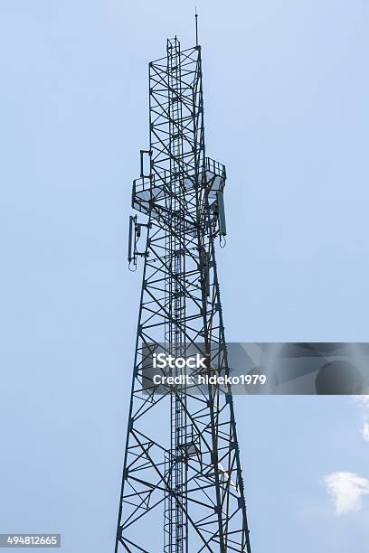 Communications Tower With A Beautiful Blue Sky Stock Photo - Download Image Now - Blue, Communication, Electromagnetic