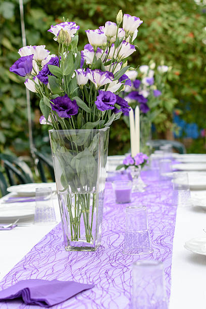istock Outdoors table set up for a party in purple 494812790