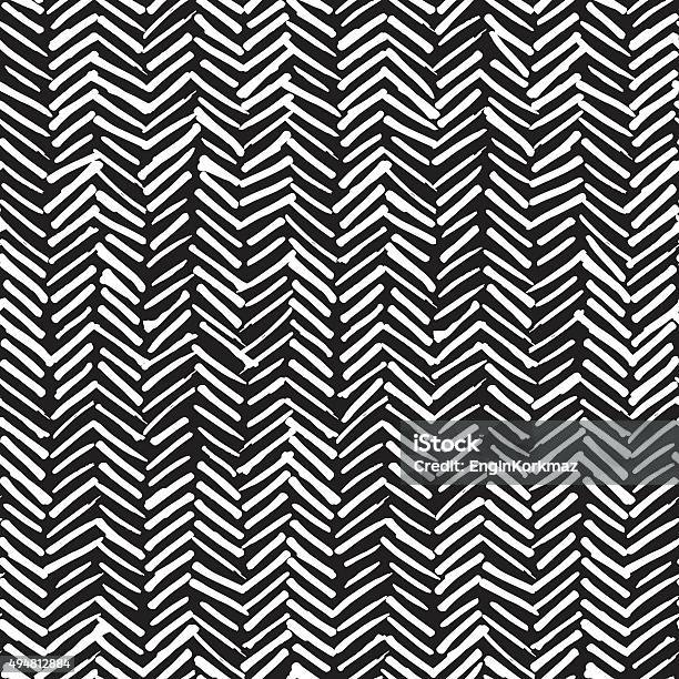 Smeared Herringbone Seamless Pattern Design Stock Illustration - Download Image Now - Pattern, Boho, Black Color