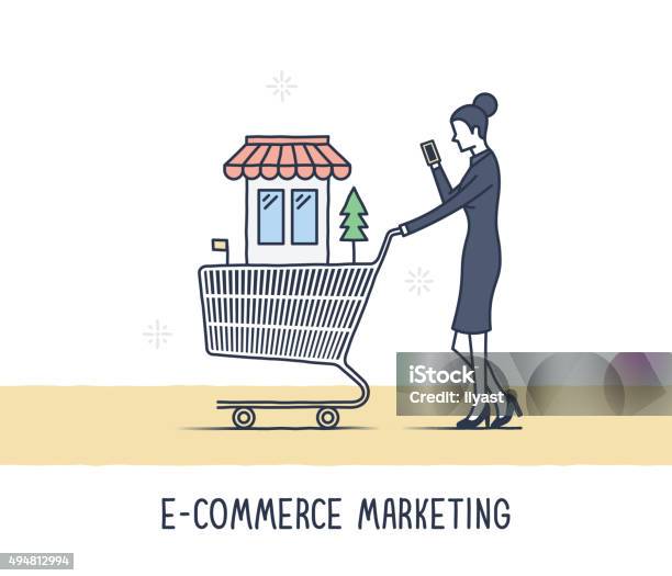 Ecommerce Marketing Stock Illustration - Download Image Now - Retail, Shopping, Single Line