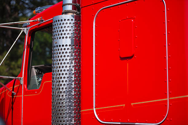 istock Details of chrome and paint chic classic red truck 494813607