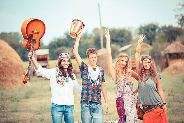 istock Hippie Group Playing Music and Dancing Outside 494814125