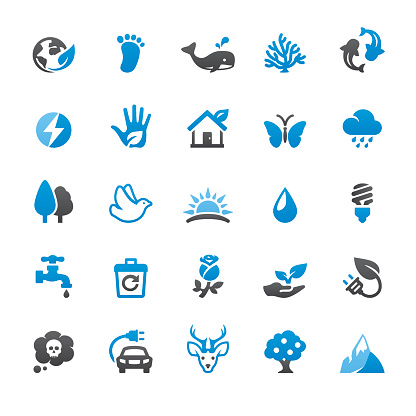 Environmental Conservation related vector icons collection. Three-color palette / Isolated on white / Quartico set #68 / transparent png-24 version 5000×5000 px included