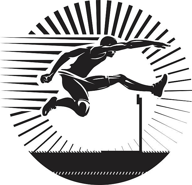 허들링. - hurdle competition running sports race stock illustrations