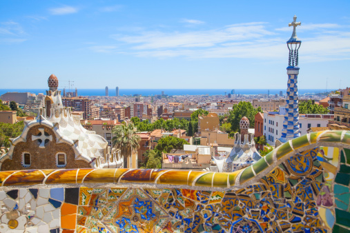 beautiful park guell in the city of barcelona