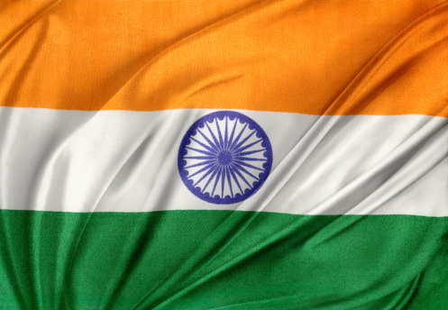 Closeup of silky Indian flag