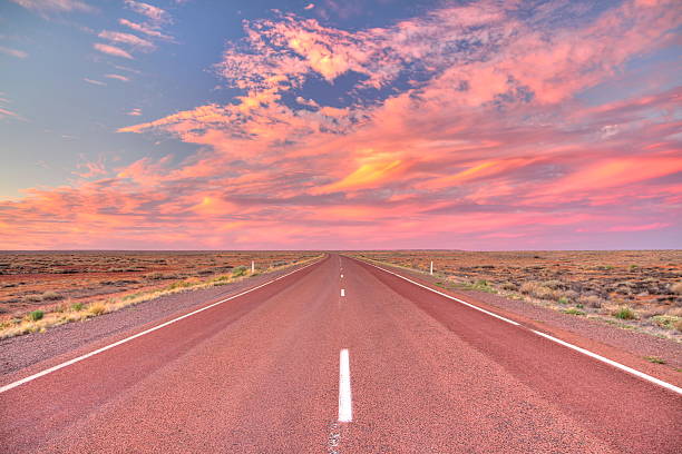 Australian endless roads stock photo