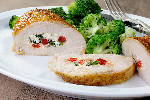 istock Chicken breast stuffed  ricotta, tomato and spinach 494827534