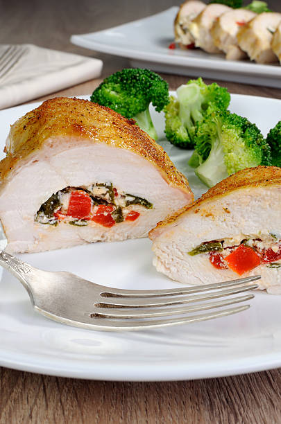 istock Chicken breast stuffed  ricotta, tomato and spinach 494828862