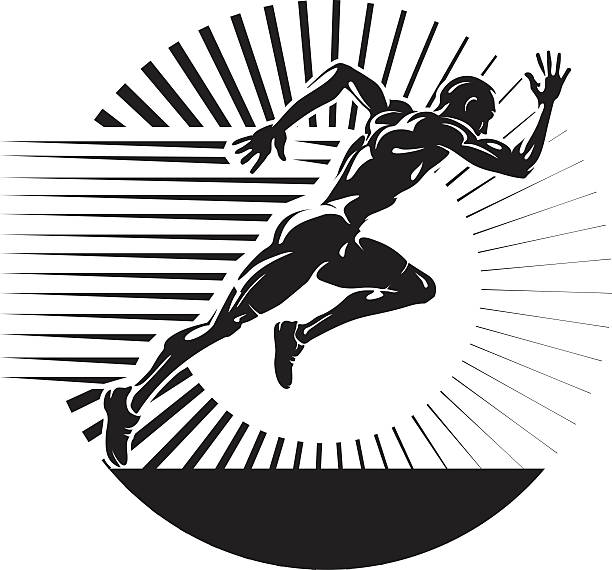 zacznij biegać. - silhouette sport running track event stock illustrations