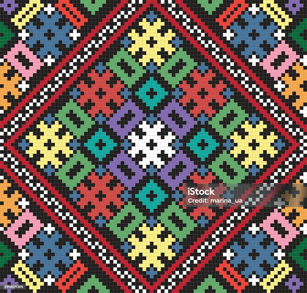 Ethnic ukrainian seamless ornament Vector illustration of ethnic ukrainian seamless  pattern. Slavic national ornament, pixel style 2015 stock vector