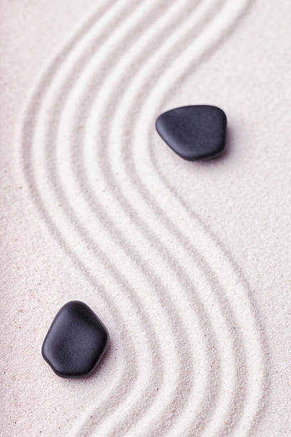 istock Zen garden with a wave lines in the sand 494831104