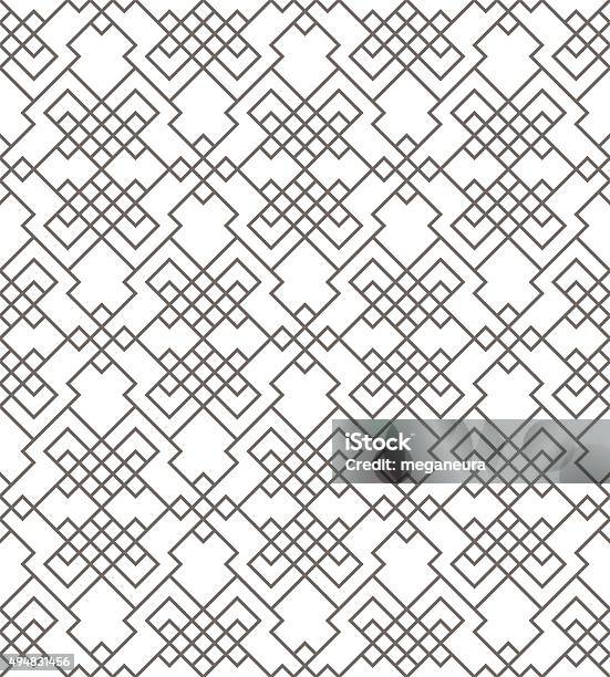 Geometric Abstract Seamless Pattern Linear Motif Background Monochrome Decoration Design Stock Illustration - Download Image Now