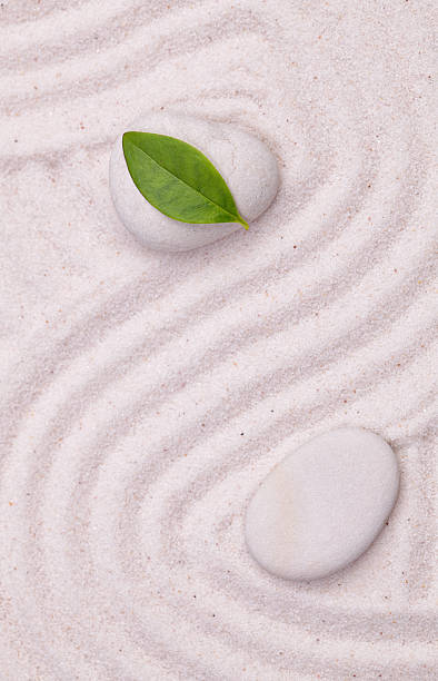 istock Zen garden with wave lines in the white  sand 494832258