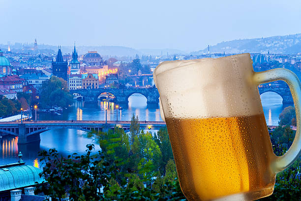 istock Prague bridges at night with pint 494832810