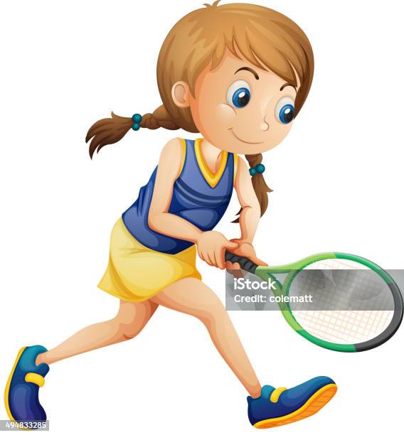 Young Girl Playing Tennis Stock Illustration - Download Image Now - Activity, Adult, Backgrounds