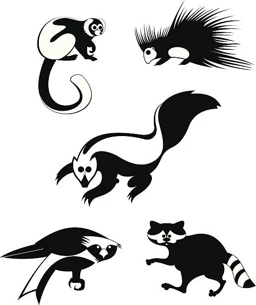 Vector illustration of original art animal silhouettes