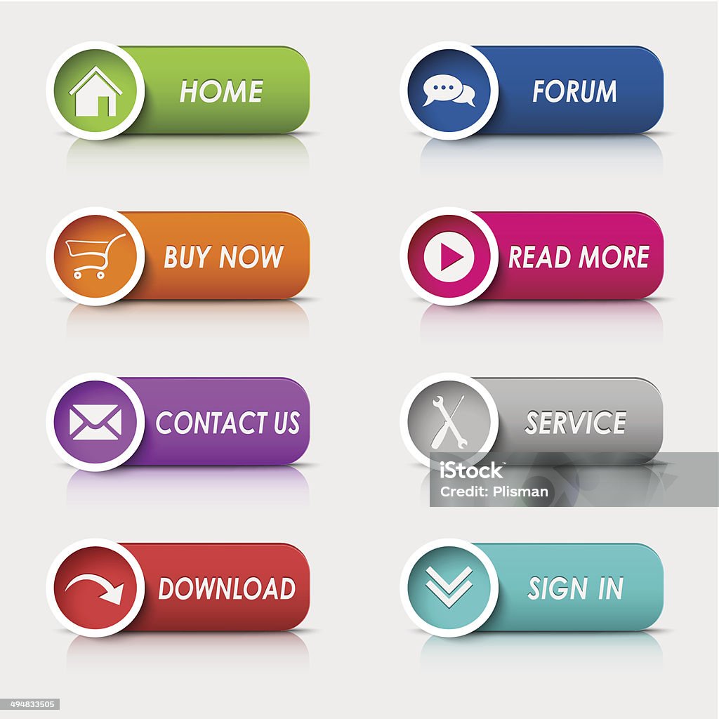 Rectangular Web Button Colored Set Rectangular Web Buttons Stock Illustration - Download Image ...