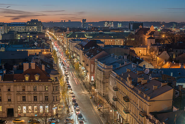 istock Vilnius, Lithuania: Gediminas avenue in the sunset 494833682