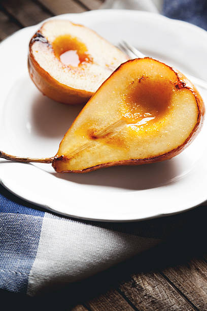 caramelized pear stock photo