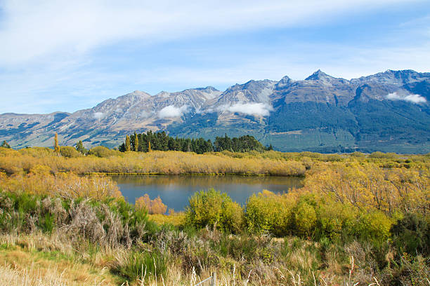 Scenic view of southern alps stock photo
