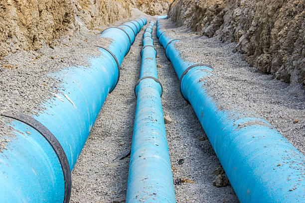 istock Main water pipe in the tap ditch 494834709