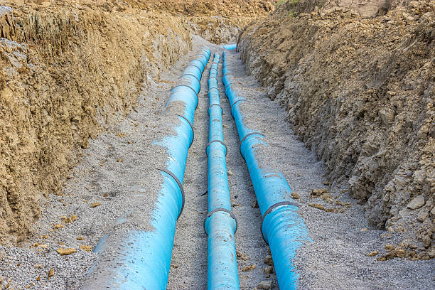 istock Main water line in the trench 494836031