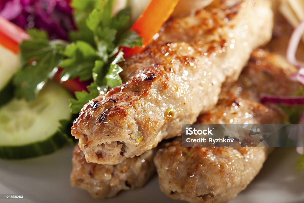 Kebab Plate Chicken Kebab with Tartar Sauce Cooked Stock Photo