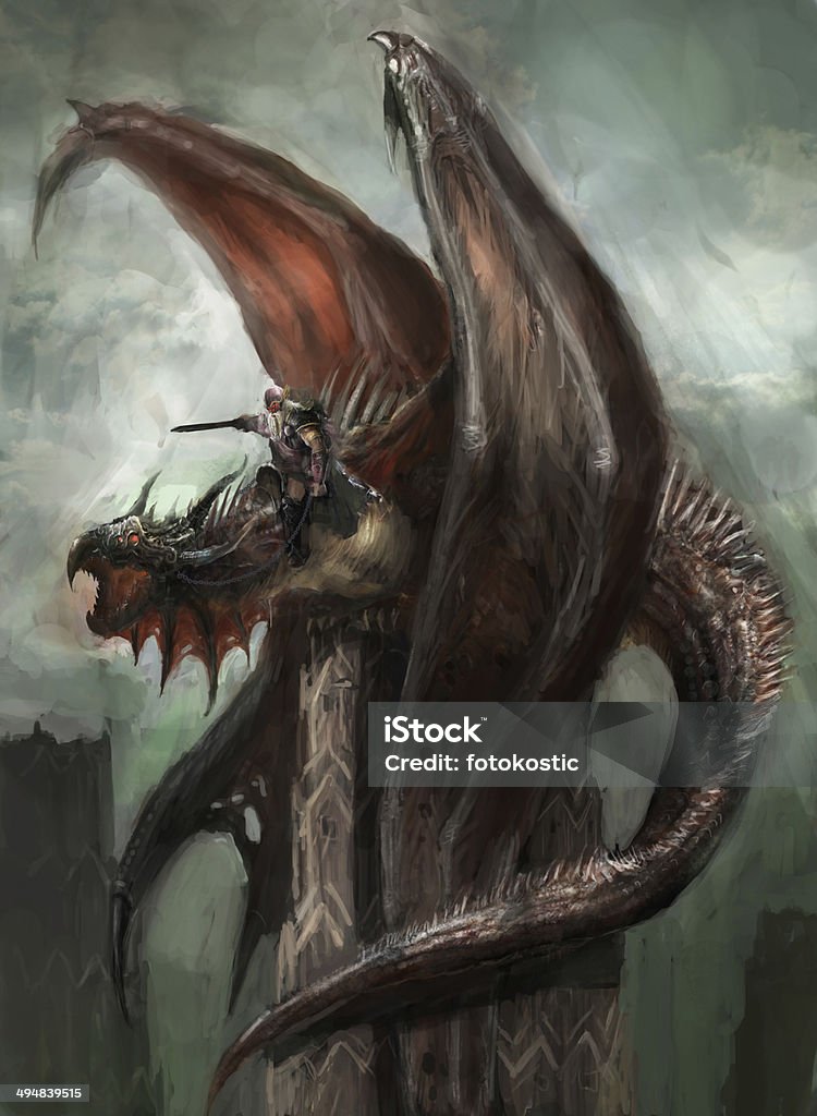 dragon rider Dragon Rider ready for attack Dragon stock illustration