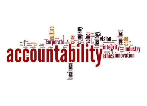 Accountability word cloud image with hi-res rendered artwork that could be used for any graphic design.