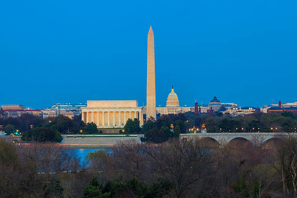 istock Washington DC skyline including Lincoln Memorial, Washington Mon 494840967