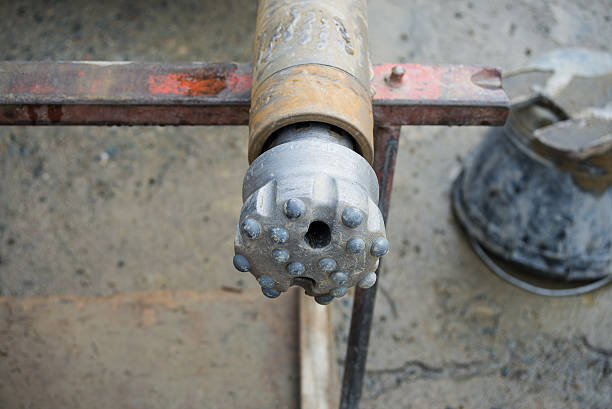 close-up de perfuração crown para solo teste - mining drill geotechnical borehole - fotografias e filmes do acervo