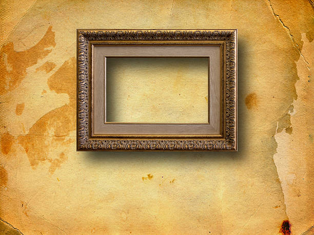 istock Old room, grunge interior with frames in style baroque 494852901
