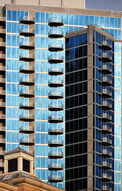 istock Charlotte, NC: modern glass facade with balconies 494853089