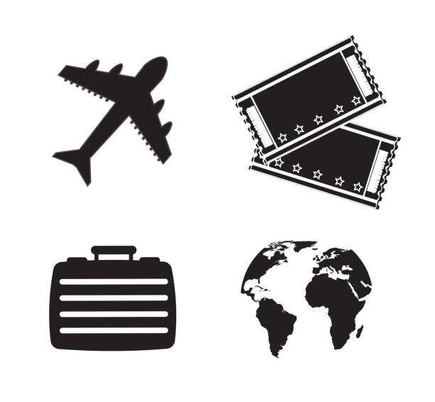 ilustraciones, imágenes clip art, dibujos animados e iconos de stock de diseño de viajes - briefcase luggage brown black