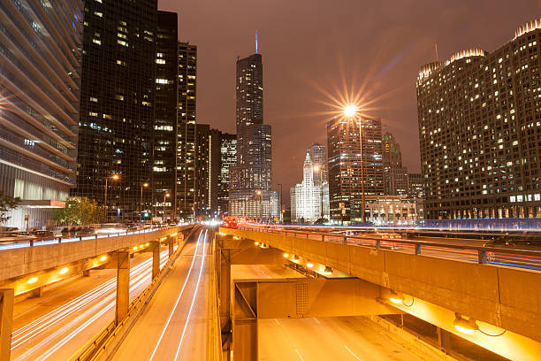 istock Chicago buildings, towering overhead, overground railway, urban 494855242