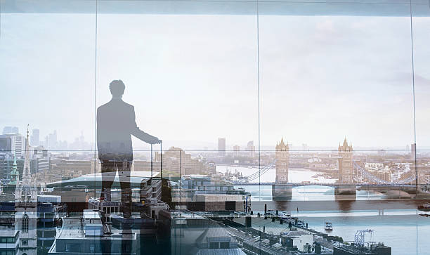 business travel, double exposure